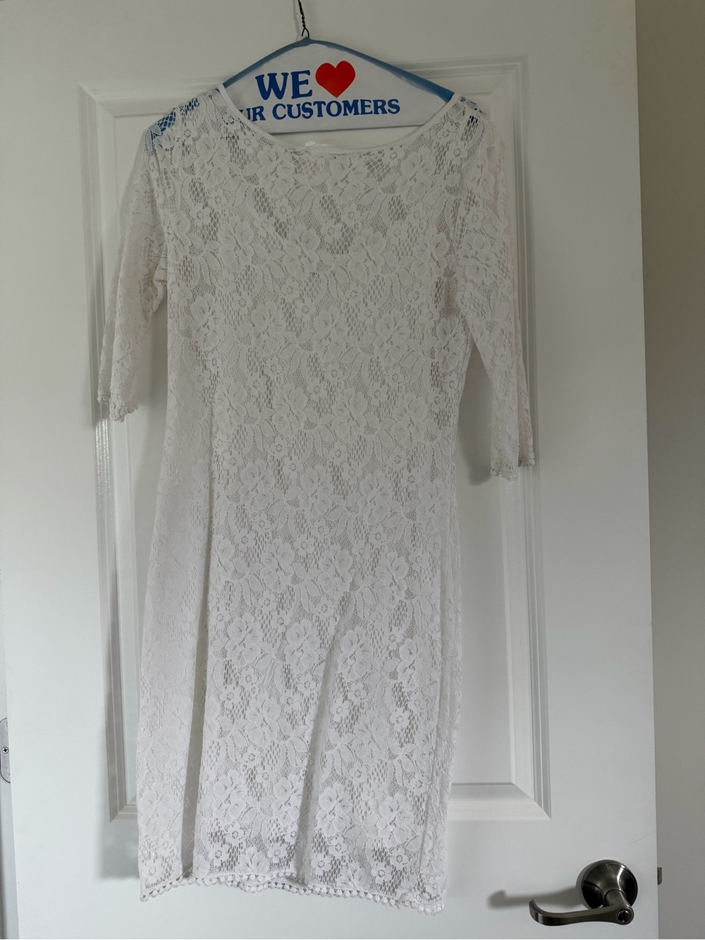 Three Dots White Lace Midi Dress